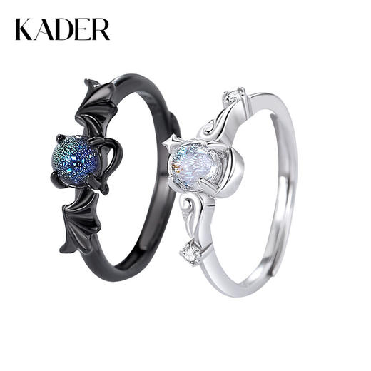 卡蒂罗/KADER  天使与恶魔海誓山盟情侣对戒  ins冷淡风嘻哈时尚小众个性独特设计百搭开口可调节 商品图0