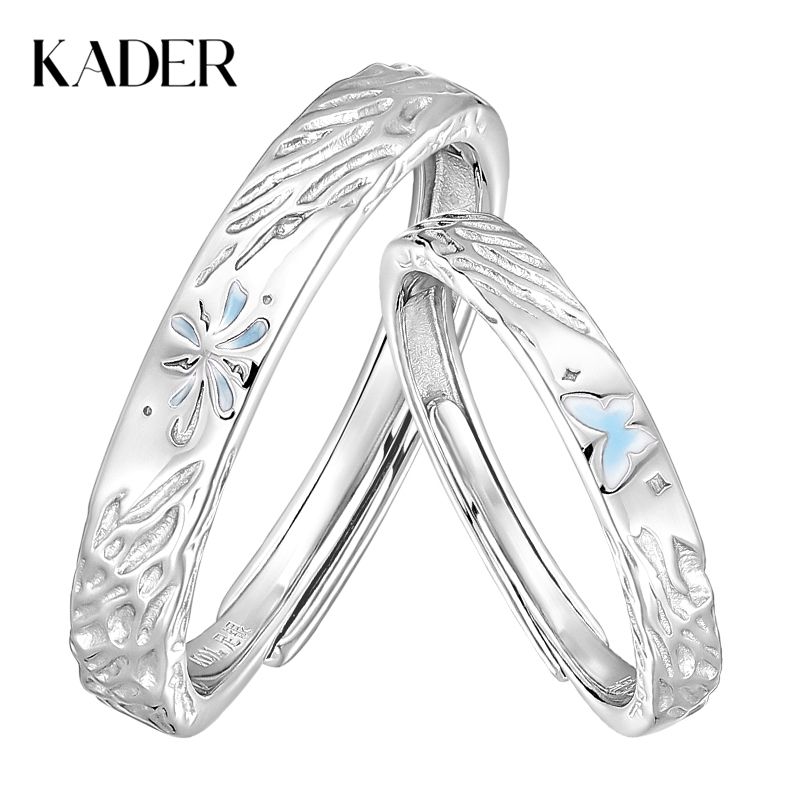 KADER卡蒂罗蝶焰之契情侣对戒 夜光999银戒指一对 轻奢高级感2025新 情侣纪念日生日礼物