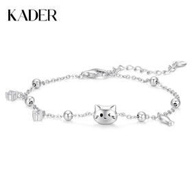 卡蒂罗/KADER 猫咪时光手链  萌趣爱恋可爱俏皮小猫wink可调节ins风手饰 甜美百搭简约原创设计配饰 925银
