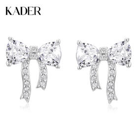 卡蒂罗/KADER 灵动结系列 舞会蝴蝶结耳钉 在逃公主甜美可爱丝带结设计纯银耳饰 精致闪耀小众轻奢养耳洞不装款#好运