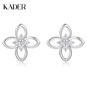 卡蒂罗/KADER 丁香花耳钉 幸运四叶草造型转运设计简约时尚通勤百搭纯银耳饰 温柔浪漫春焕新气质养耳洞配饰