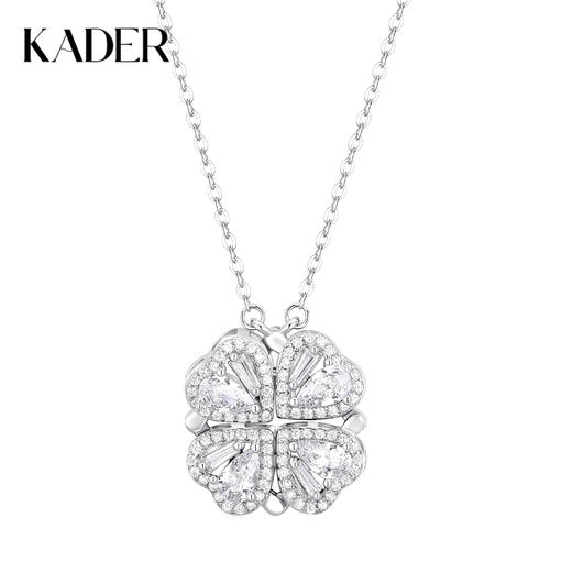 卡蒂罗/KADER 一饰两戴 四叶倾心项链 极简ins风幸运四叶草爱心设计吊坠 满镶宝石爆闪锁骨链转运祈福 925银 商品图0