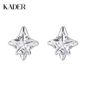 卡蒂罗/KADER 星芒物语耳钉 轻奢时尚高级感四芒星十字架造型养耳洞耳饰 璀璨星星闪耀吸睛满钻配饰 925银