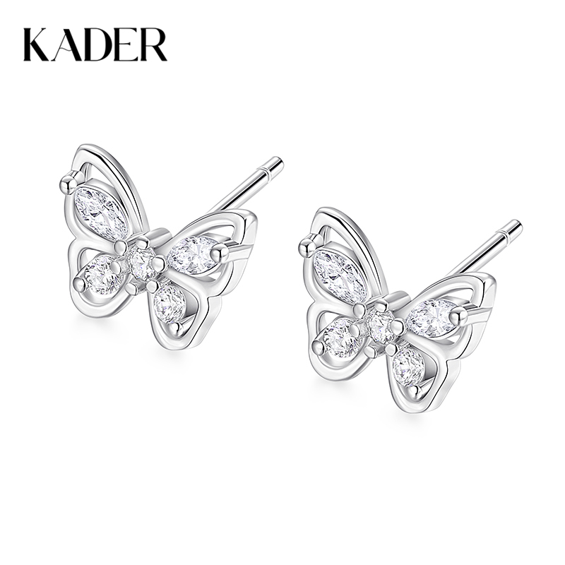 卡蒂罗/KADER 蝴蝶精灵耳钉 接住招财的玄学蝴蝶！闪闪蝶舞满镶宝石璀璨吸睛纯银耳饰 优雅温柔秋冬百搭