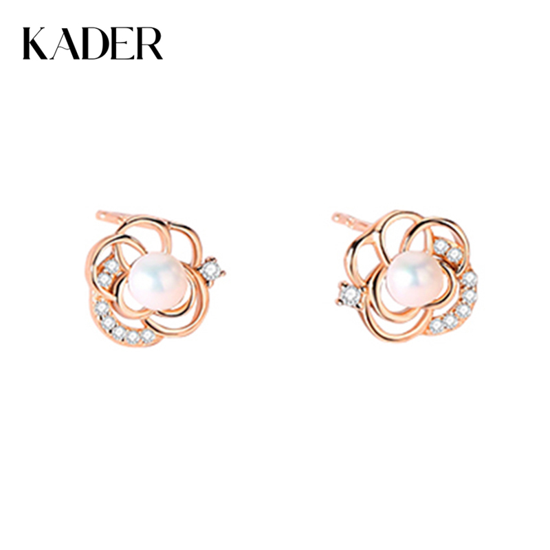 卡蒂罗/KADER【淡水珍珠】月下山茶耳钉 冬日茶花灵动浪漫温柔感耳饰 莹润珍珠优雅温柔圣诞配饰 925银