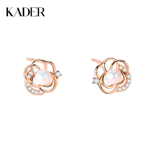 卡蒂罗/KADER【淡水珍珠】月下山茶耳钉 冬日茶花灵动浪漫温柔感耳饰 莹润珍珠优雅温柔圣诞配饰 925银 商品图0