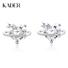 卡蒂罗/KADER 守护心环耳钉 经典爱心造型轻奢璀璨时尚春夏百搭纯银耳饰 闪耀星点梦幻设计养耳洞睡觉免摘配饰