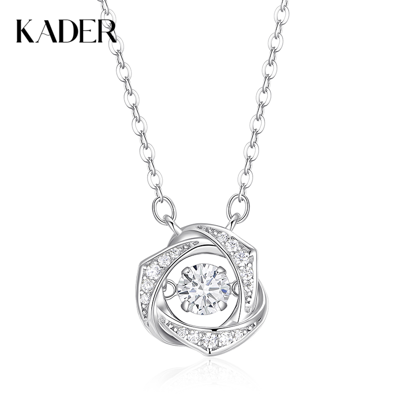 卡蒂罗/KADER 守护誓言项链 浪漫玫瑰造型跳动的心设计可调节锁骨链 简约时尚轻奢百搭闪钻吊坠 925银