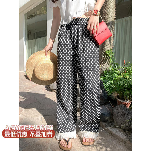 【129元任选2件】现货！花边拼接碎花休闲裤 商品图1