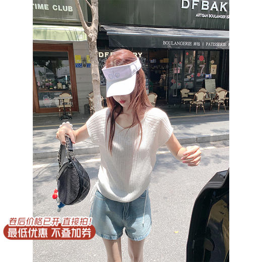 <曾小咸推荐>简约宽松抽绳设计针织短袖 日常89.99 立减40 秒杀49.99！花色半裙秒杀79.99！！垂感阔腿休闲裤 秒杀79.99！ 商品图4