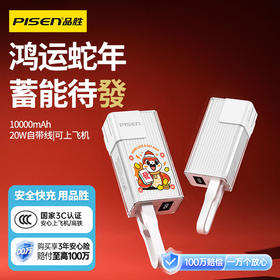 品胜小冰棒三合一充电宝 新年贺岁 20W自带线炫彩电霸 10000毫安  自带AC插头+数据线支持20W输出