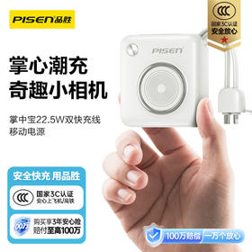 品胜 掌中宝22.5W双快充线移动电源10000毫安 LED数显充电宝 自带双线苹果/C口数据线