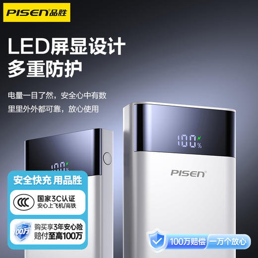 品胜 22.5W数显多口快充电库10000/20000毫安  LED显示屏支持iPhone 8-16充电移动电源 商品图0