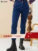 波顿秋冬紧身直筒牛仔裤女士高端高腰修身休闲加厚裤子LE281322 商品缩略图4