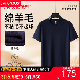 【绵羊毛】【DG】大依优型大码男装圆领短袖毛衣加肥加大码宽松毛线衫内搭针织衫男士上衣