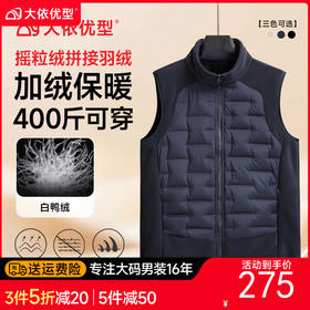 【DK】【摇粒绒拼接】400斤大依优型大码男装羽绒马甲加肥加大坎肩上衣男保暖加绒加厚