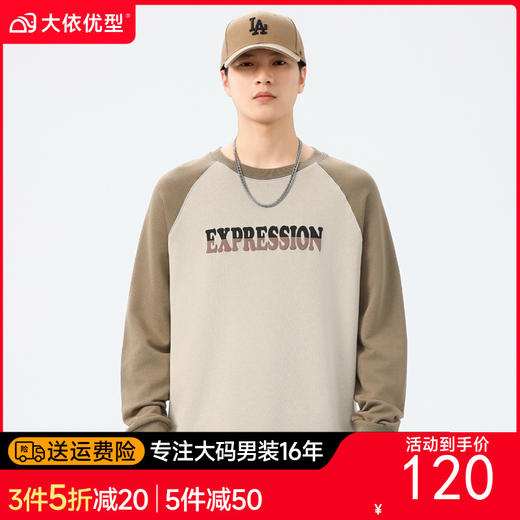 【新款DQ】大依优型大码插肩袖圆领卫衣男宽松休闲上衣胖子加肥加大男士潮流 商品图0