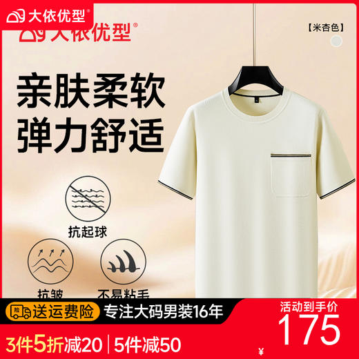 【DPF】大依优型大码男士短袖毛衫圆领针织衫秋季时尚休闲商务百搭圆领短袖毛衣男半袖气质加肥加大 商品图0