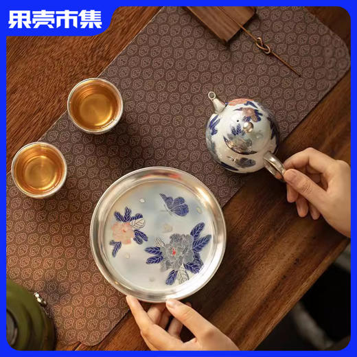 【2件-20】聚陶堂 非遗大师郑文强鎏银茶具套装系列 茶杯茶壶 礼盒装 72小时发 商品图0