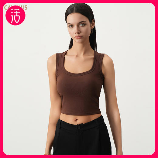 【内穿外搭】CANVAUS 女士圆领带胸垫吊带背心VS407A（3色可选） 商品图0