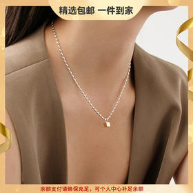 Oflye潮流饰品 18K镀金项链女高质感轻奢方形吊坠劲链气质锁骨链小众脖子配饰夏