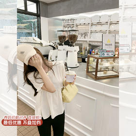 <曾小咸推荐>巨折清仓秒杀，稀有现货24小时发【仅限今日】【奶油贝壳】泡泡袖圆领雪纺短袖