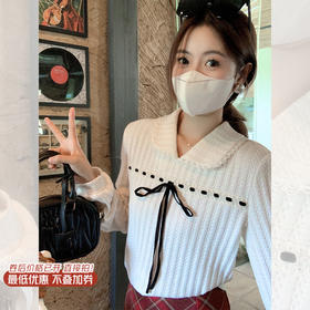 <曾小咸推荐>蝴蝶结设计感娃娃领针织衫上衣 日常139.99 立减70 秒杀69.99！！