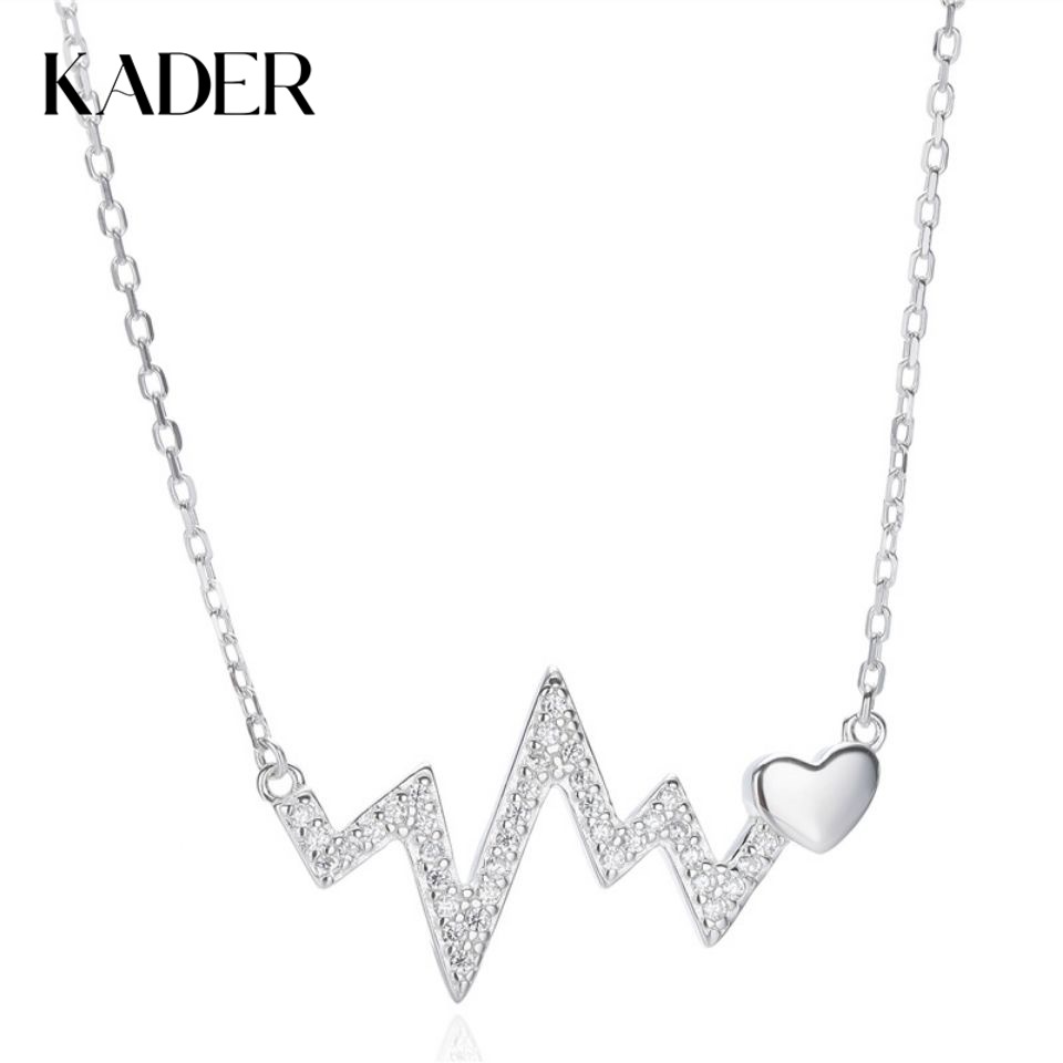KADER S925银 闪钻心跳项链 设计简约气质锁骨链女