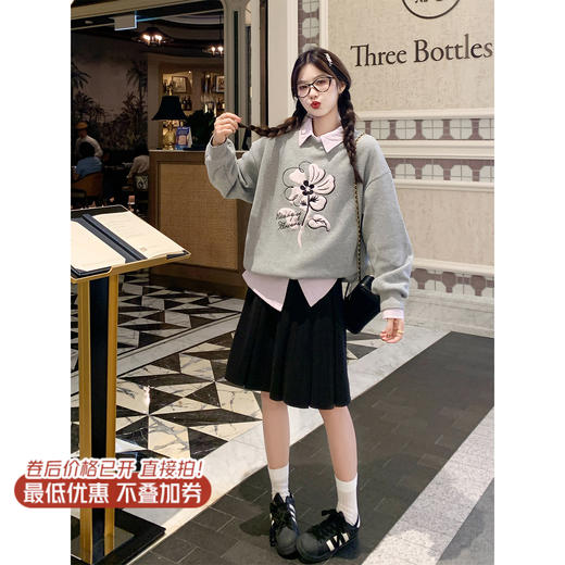 【179元任选2件】现货！灰色圆领无帽卫衣 商品图1