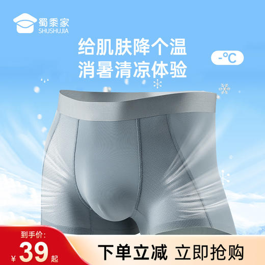 【实付满399送保温杯】【冰丝网孔抑菌无痕男士内裤】透气无痕四角短裤高弹凉感平角裤衩 商品图0