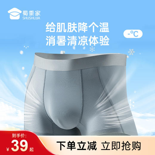【冰丝网孔抑菌无痕男士内裤】透气无痕四角短裤高弹凉感平角裤衩 商品图0