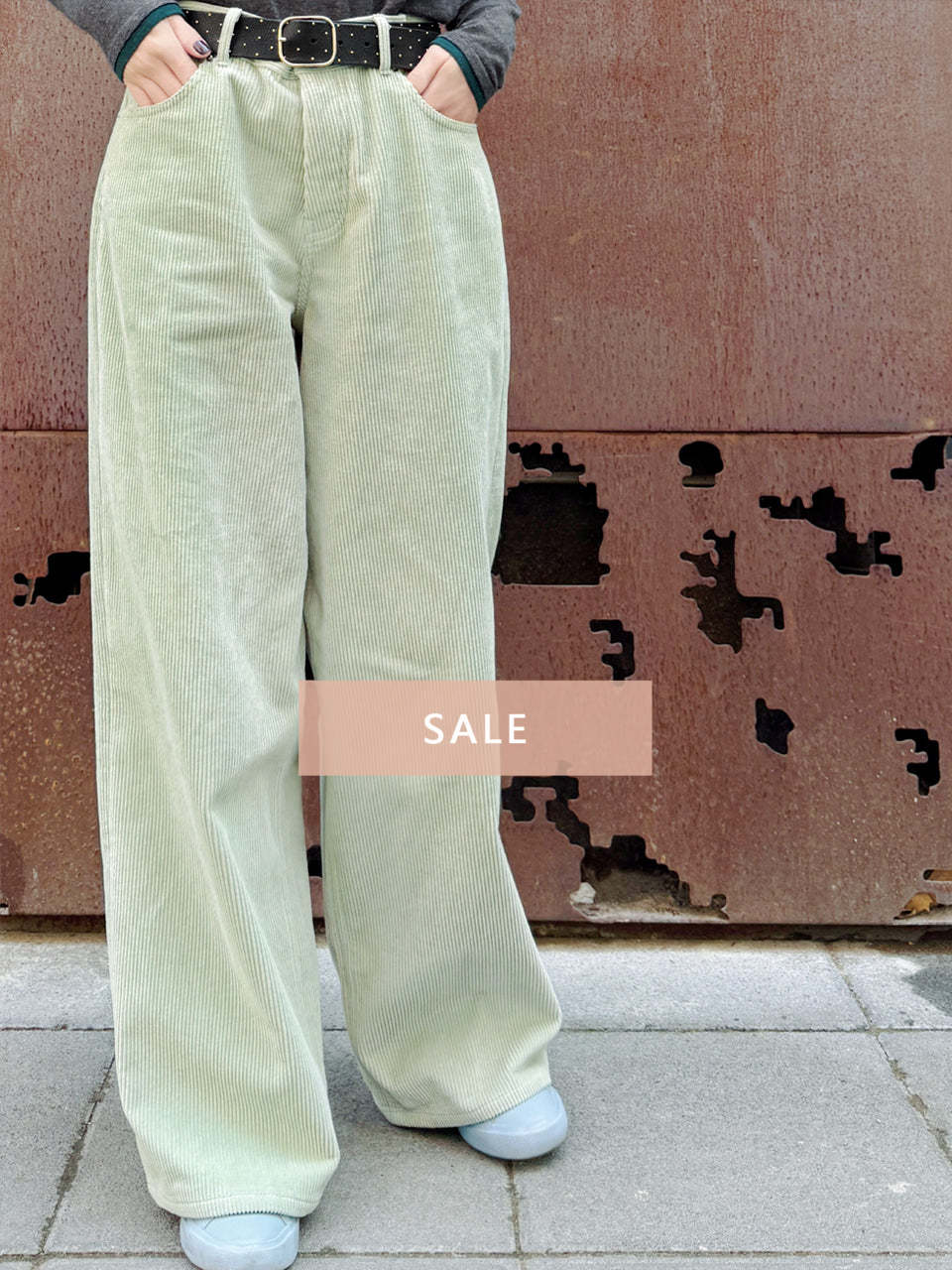 TYNVIE 灯芯绒阔腿裤 - 浅绿色