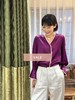 TYNVIE 雪纺木耳边装饰花瓣袖长袖上衣-紫色 商品缩略图0