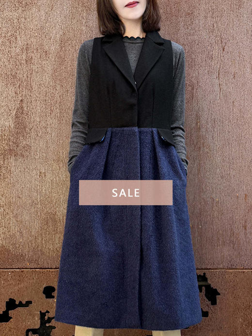 TYNVIE 羊毛混纺双色马甲连衣裙 商品图0