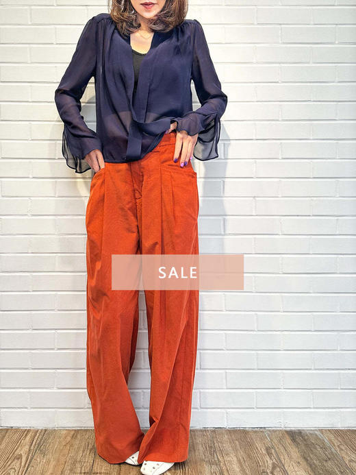 TYNVIE 打褶明袋阔腿裤-南瓜橘 商品图0