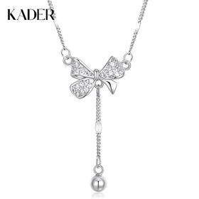 卡蒂罗/KADER 守护结项链 灵动丝带结设计甜美可爱蝴蝶结流苏可调节锁骨链 灵动闪耀满镶闪钻梦幻璀璨吊坠
