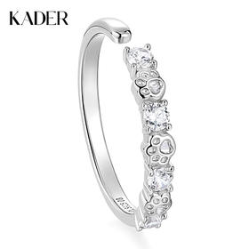 卡蒂罗KADER 守护印记女戒 925银萌趣镶嵌闪锆猫爪精致简约大气素圈可调节单戒 怦然心动通勤百搭