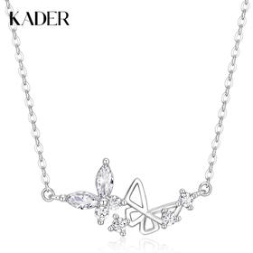 卡蒂罗/KADER 双子星蝴蝶项链 满钻镶嵌春日精灵好运招财蝴蝶设计可调节拼接链 优雅复古不装款吸睛配饰