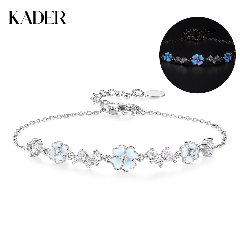 【夜光四叶草】夜光爱心四叶草手链 925银璀璨闪耀小众原创轻奢精致优雅气质浪漫百搭拼接链 告白甜蜜好运