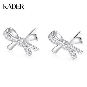 卡蒂罗KADER  闪光蝴蝶结耳钉  梦幻浪漫925银蝴蝶结满铺闪锆轻奢甜美少女设计 #好运 闪耀吸睛春夏必备