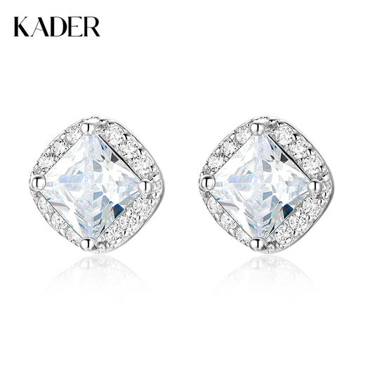 KADER卡蒂罗 时光方糖耳钉 经典百搭时尚设计 闪耀精致款简约大方 S925银 耳钉 女款 银白色 商品图0