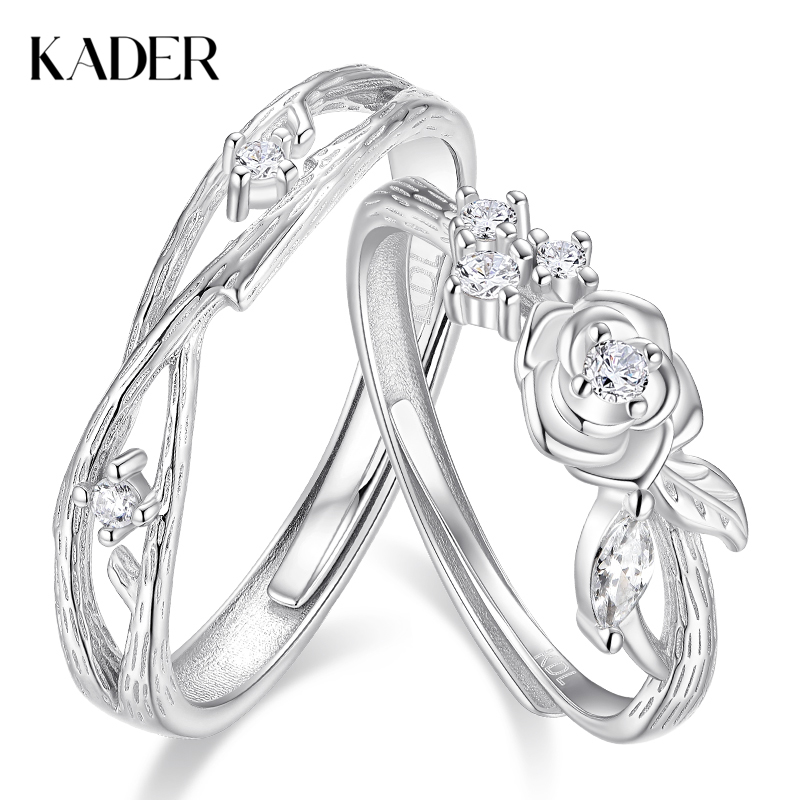 卡蒂罗KADER  荆棘玫瑰情侣对戒 足银999/925银 轻奢小众精致浪漫男女友氛围感开口可调节一对 简约气质高级感钟爱久久恋爱告白炙热的爱意