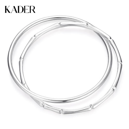 【999足银】卡蒂罗/KADER 竹愿常乐双环手镯 新中式大克重节节高升日常通勤光面素圈 简约百搭轻奢#好运配饰 商品图0