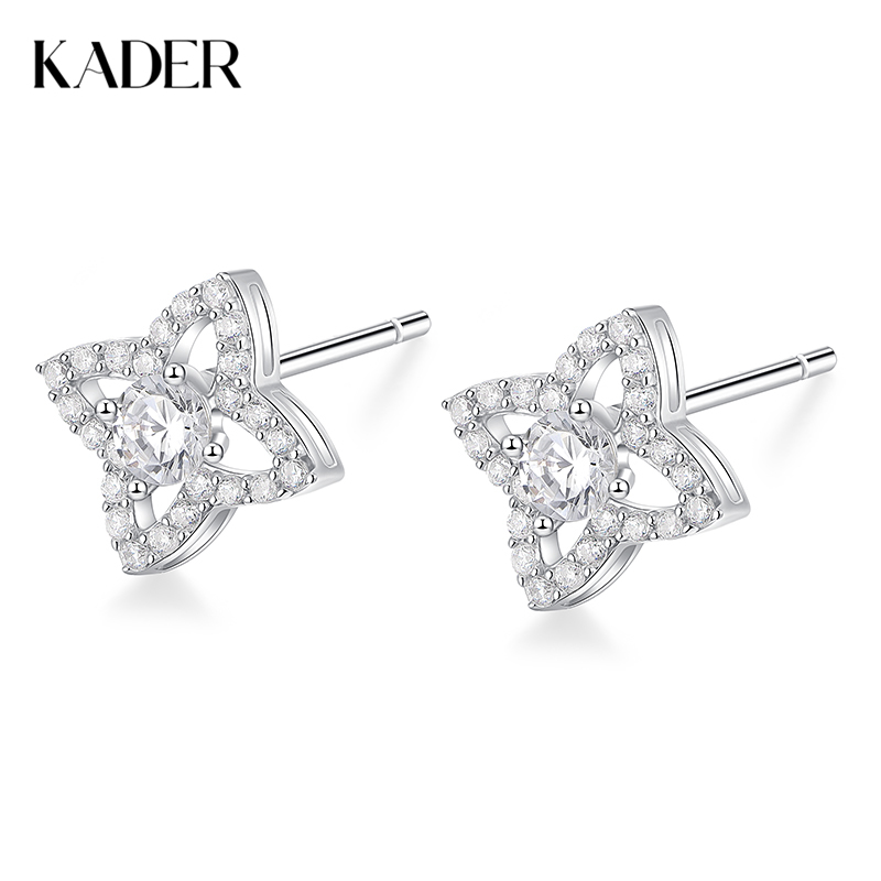 卡蒂罗KADER 心愿微光耳钉 925银小众闪耀四芒星满镶闪锆设计耳饰 精致日常养耳洞百搭款