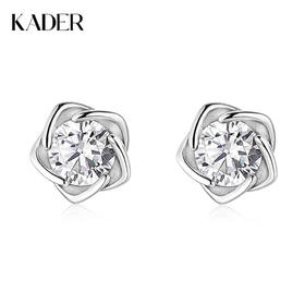卡蒂罗KADER 甜梦花语耳钉 925银幸运五瓣花在逃公主小巧精致甜美气质女友不易过敏简约大气