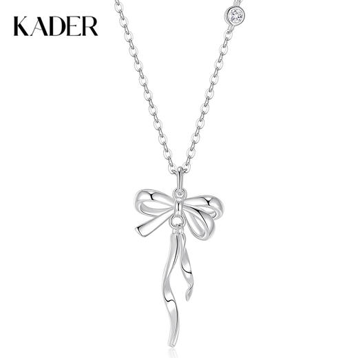 卡蒂罗KADER 在逃公主游园蝴蝶结项链韩系甜美精致可爱轻奢小众设计锁骨链#好运 夏日穿搭 925银 项链 女款 银色 礼盒款 商品图0