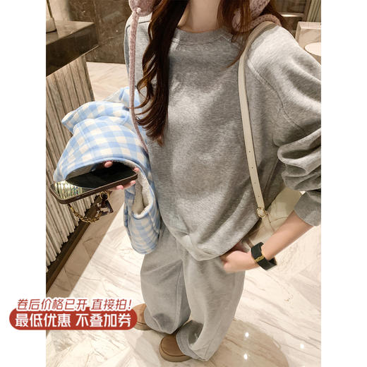 【149元任选2件】现货！灰色无帽圆领卫衣（加绒）or  灰色裤子（加绒） 商品图1