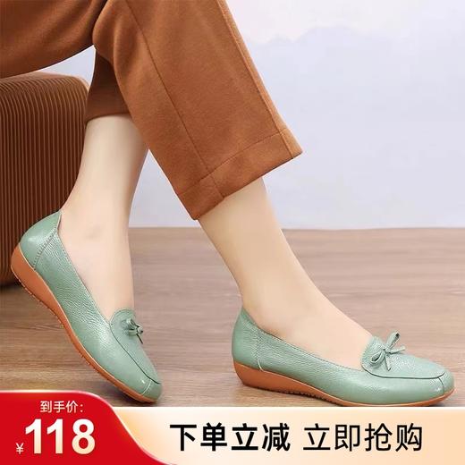 【实付满399送保温杯】【百搭浅口低跟休闲鞋】女款通勤办公小皮鞋 圆头平底单鞋 商品图0