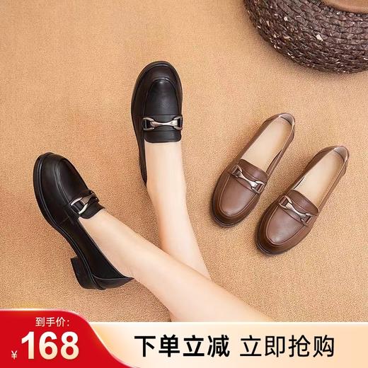 【实付满399送保温杯】【防滑平底女单鞋】头层牛皮四季超软底浅口名族风孕妇鞋豆豆鞋妈妈鞋 商品图0