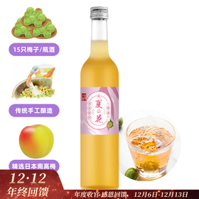 日本进口高端梅酒 夏之花梅酒 精选和歌山县南高梅 15只梅酿一瓶酒* 500ml【生产日期2019】